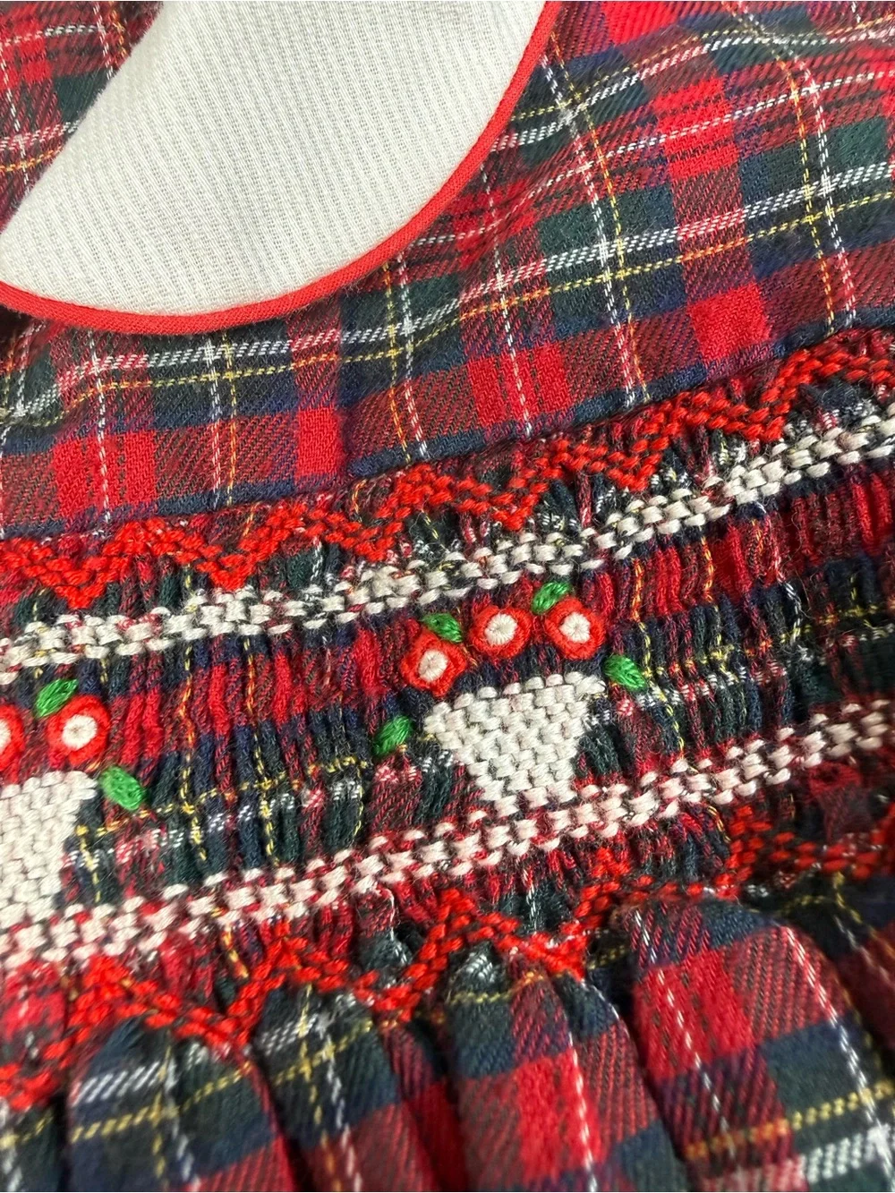 VINTAGE ALISON SCOTT Smocked Tartan Plaid Dress 18m Heirloom Holiday Cottagecore